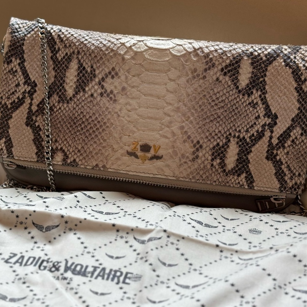 Zadig & Voltaire Cream and Black Clutch